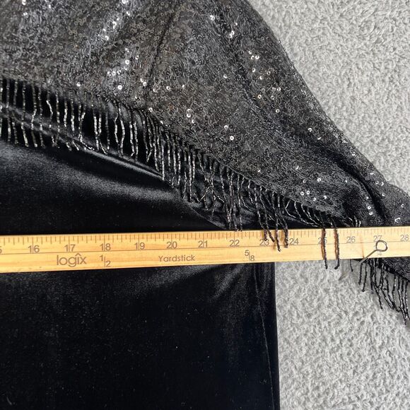 Torrid Cardigan Sweater Womens 0 Black L Open Front Sequins Beaded Fringe Velvet - Picture 11 of 11